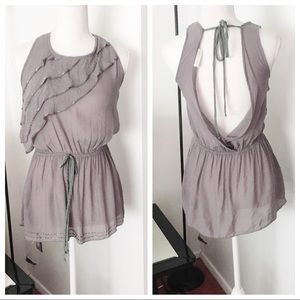Pretty Good Gray Sleeveless Open Back Blouse Top Size Large